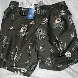 Tropical Print Men's Swim Board Shorts